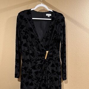 Calvin Klein Black Velvet Floral Dress